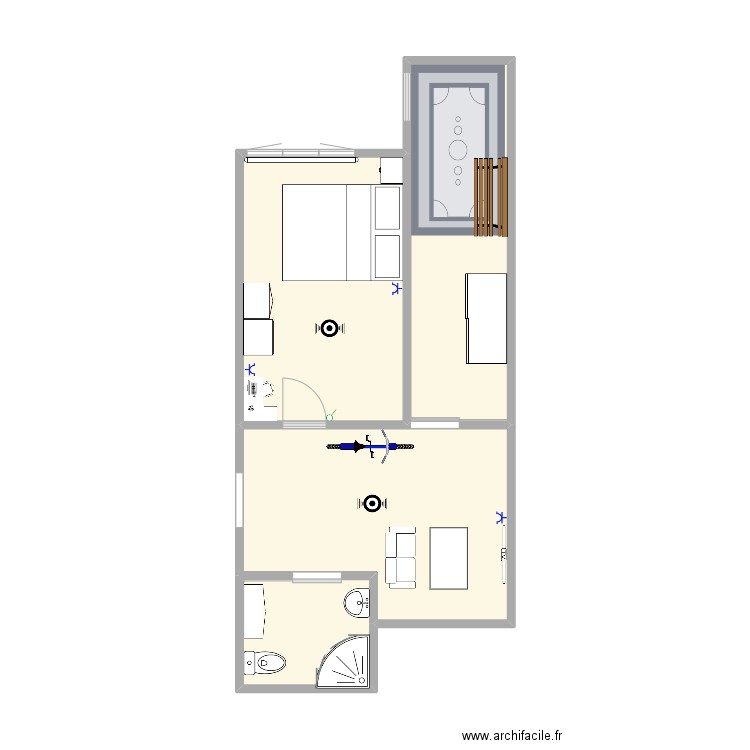 Futur espace perso. Plan de 3 pièces et 36 m2