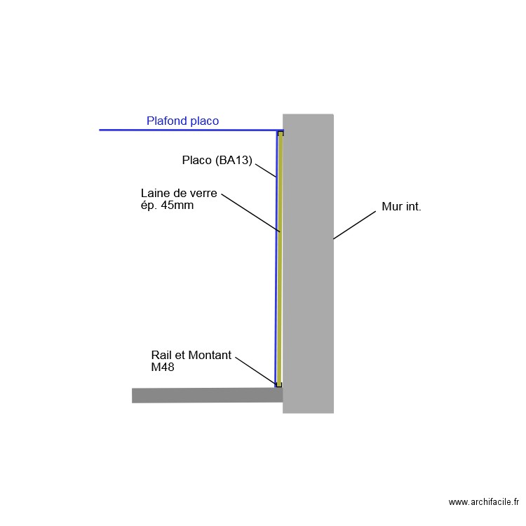 doublage mur intérieur. Plan de 0 pièce et 0 m2