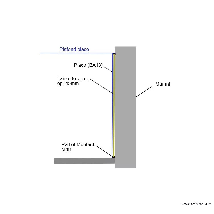 doublage mur int&eacute;rieur. Plan de 