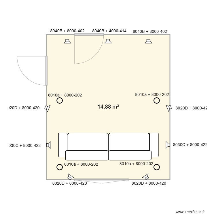 Ciné. Plan de 1 pièce et 15 m2