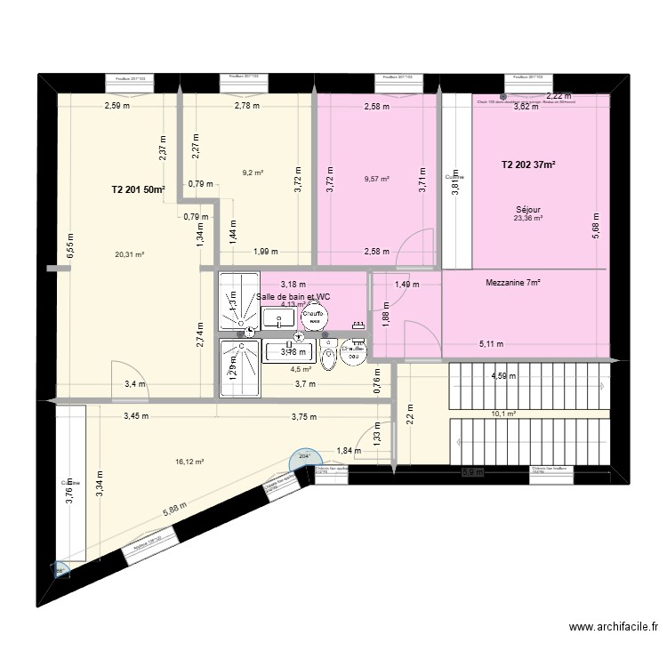 Liberté étage 2 V4. Plan de 8 pièces et 97 m2