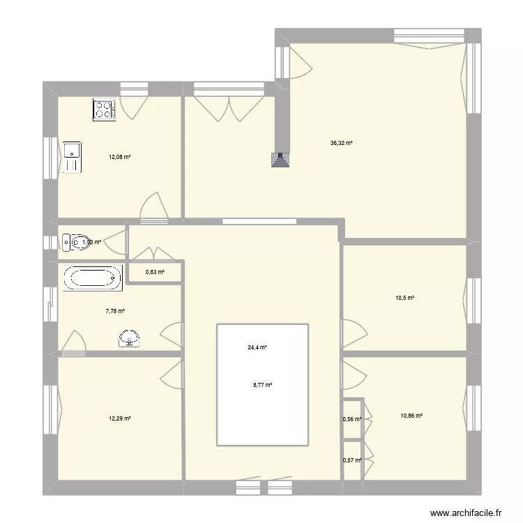 Charrette_etage. Plan de 12  et 136 m²