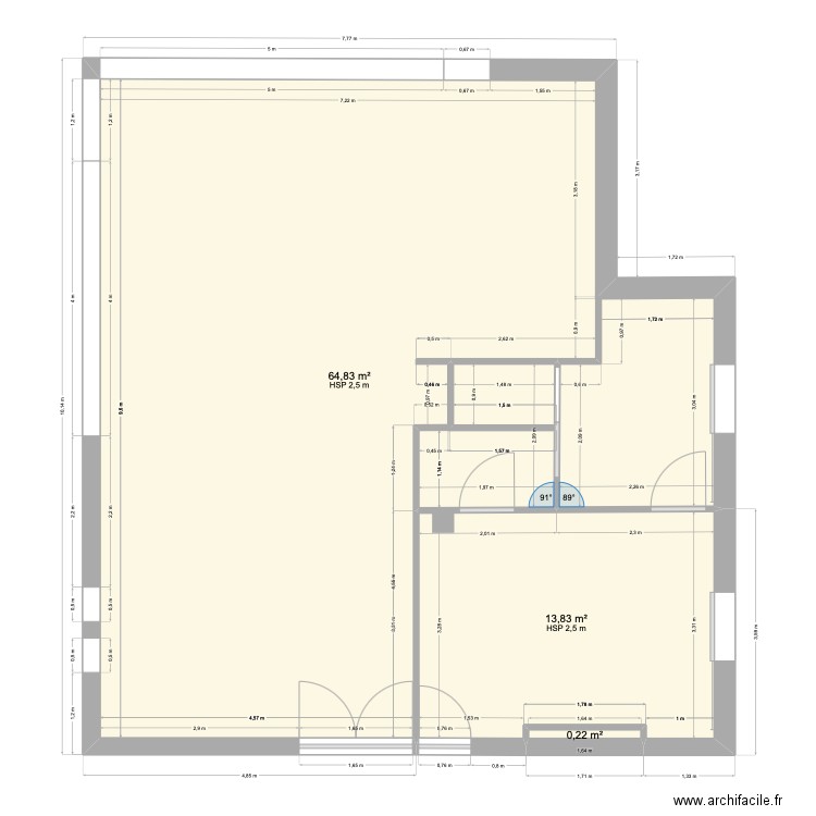 Plan technique. Plan de 3 pièces et 79 m2