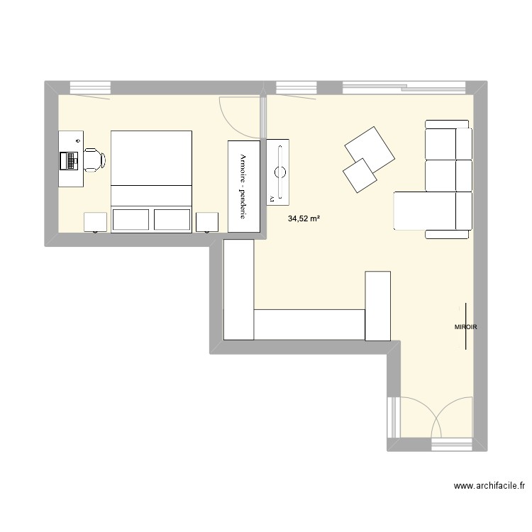 orly 2. Plan de 1 pièce et 35 m2