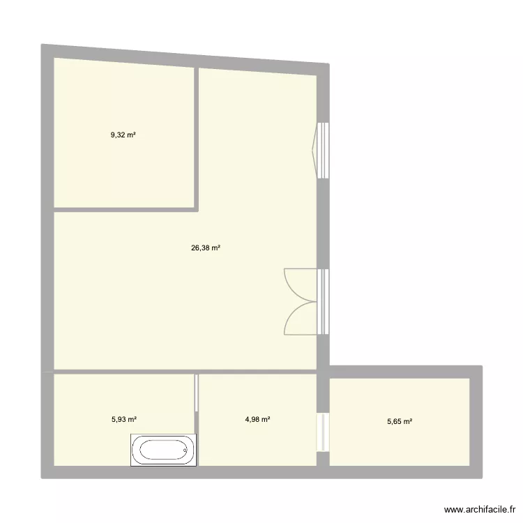 atelier sans courette 1. Plan de 9  et 105 m²