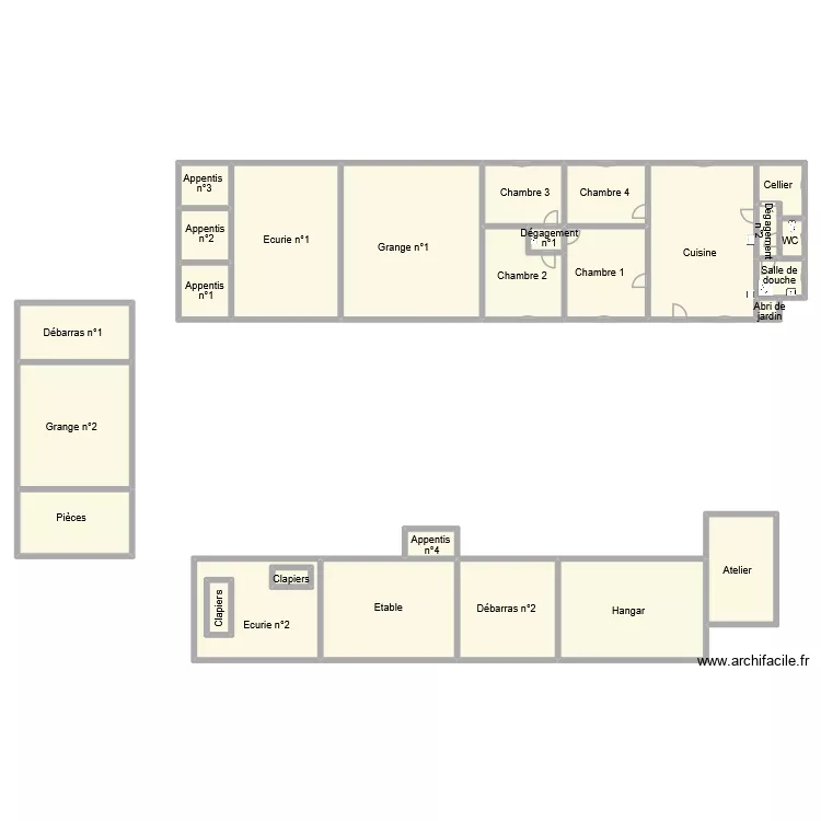 villemont rdc. Plan de 27  et 615 m²