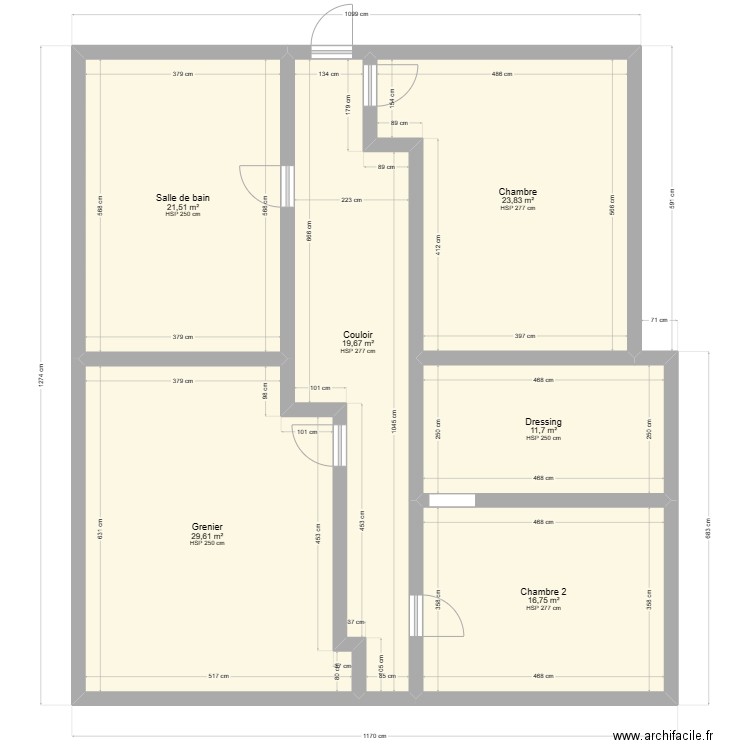 plan MONTEIRO. Plan de 6 pièces et 123 m2