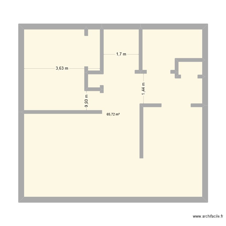Style Canadien 1 chambre. Plan de 1 pièce et 66 m2