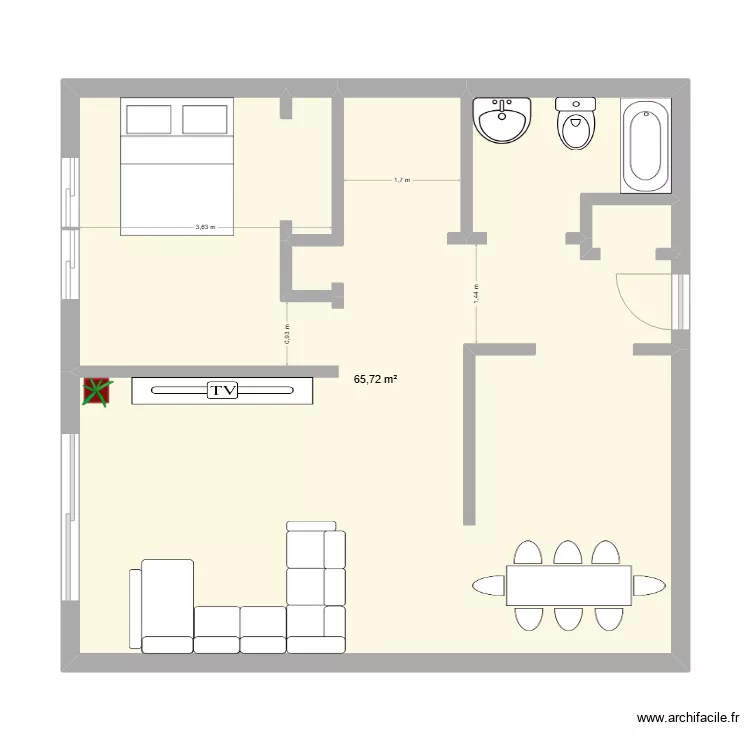 Style Canadien 1 chambre. Plan de 