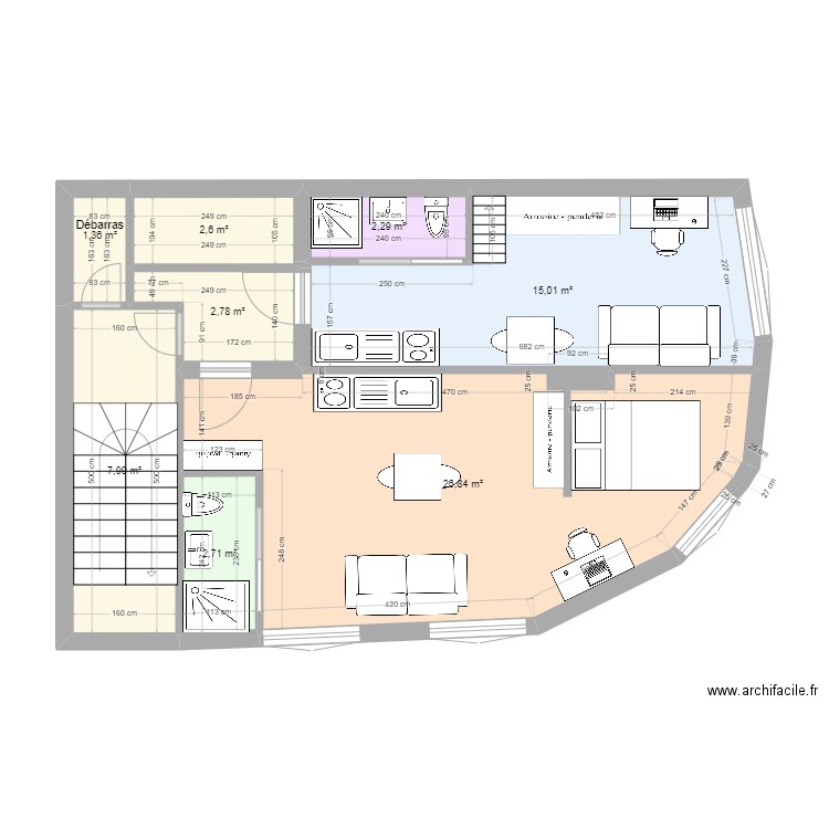 Studios Meurice 7. Plan de 17 pièces et 128 m2