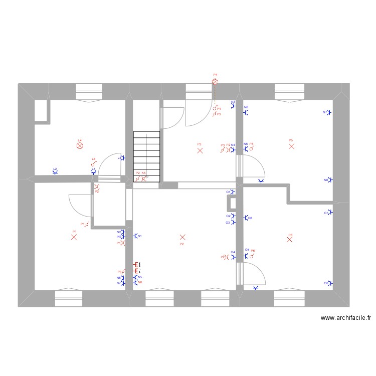 rigole 1 etage elec. Plan de 8 pièces et 75 m2