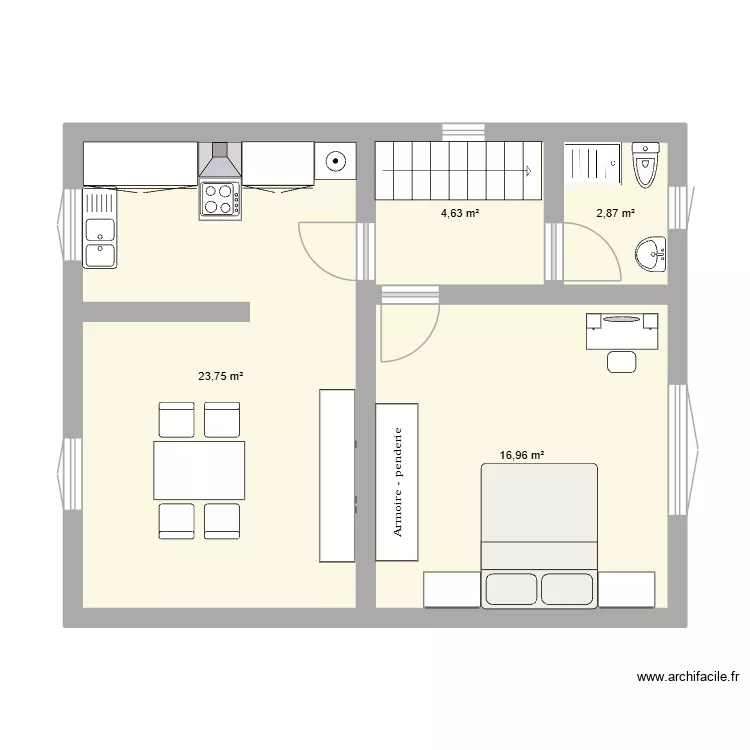 projet 2 Etage. Plan de 4 Pièces et 48 m² projet 2 Etage. Plan de 4 Pièces et 48 m²