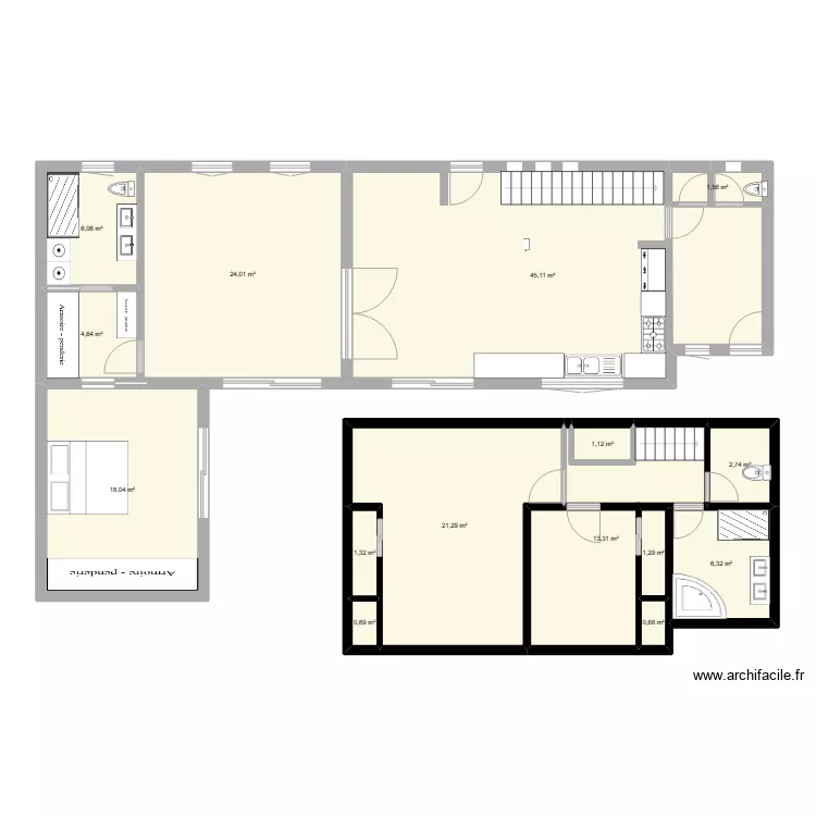maisonBis vide. Plan de 