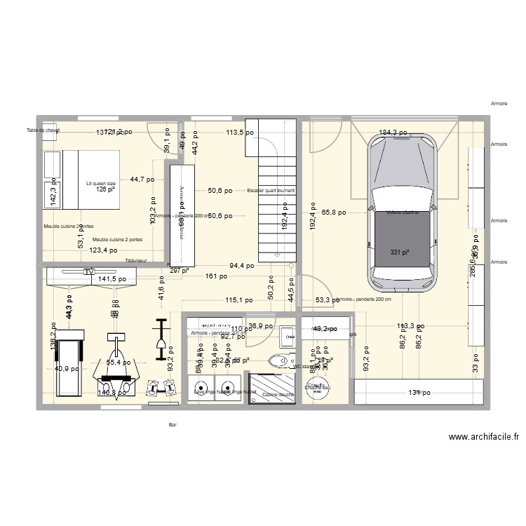 Plan sou-sol 4. Plan de 5 pièces et 79 m2