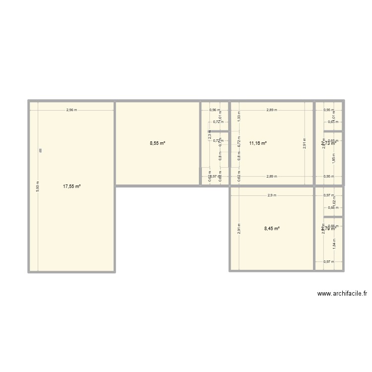 lezin. Plan de 6 pièces et 51 m2