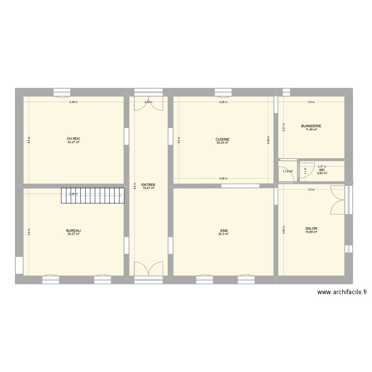 cours 3. Plan de 18 pièces et 268 m2
