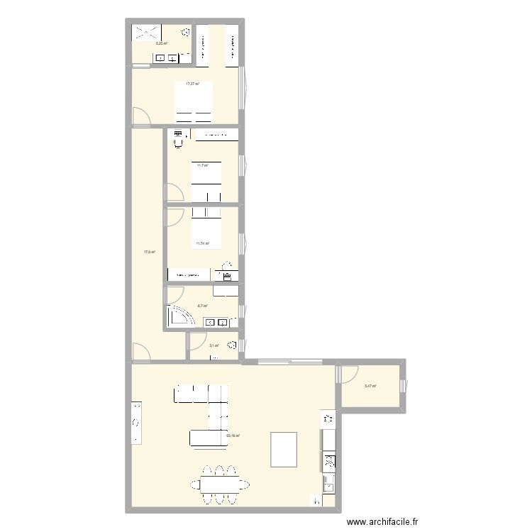 Maison Laurons. Plan de 9 pièces et 142 m2