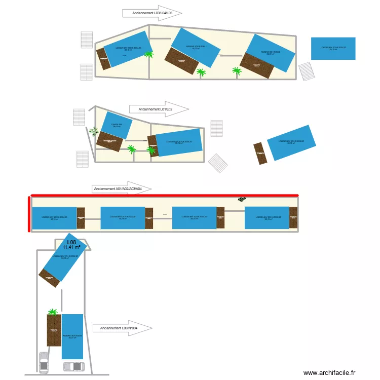 implantation. Plan de 5 Pièces et 820 m²