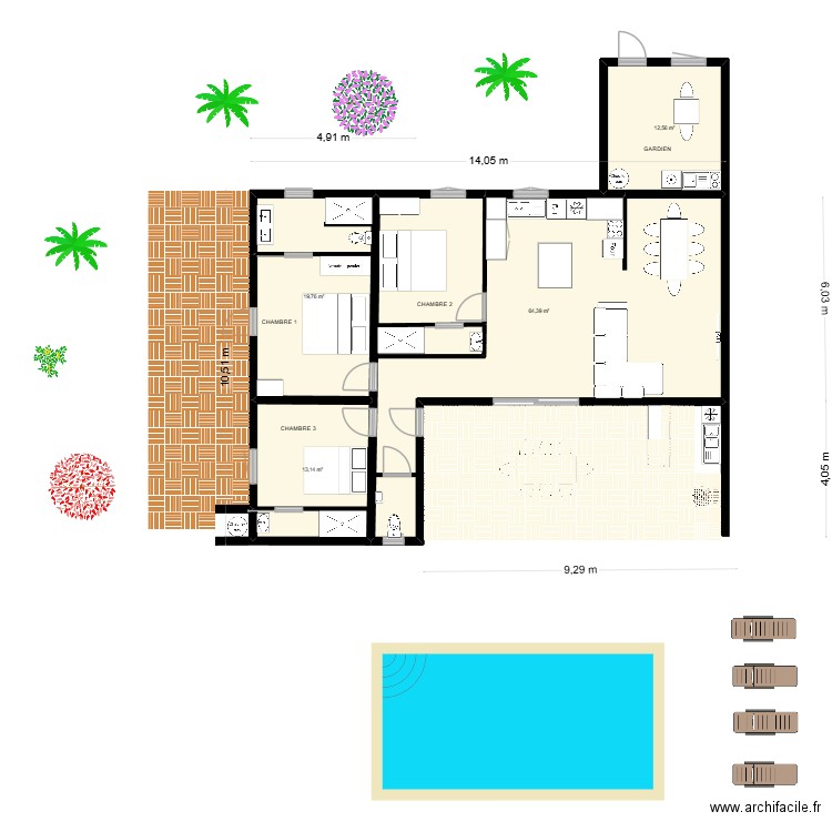 SAINTE MARIE. Plan de 4 pièces et 110 m2