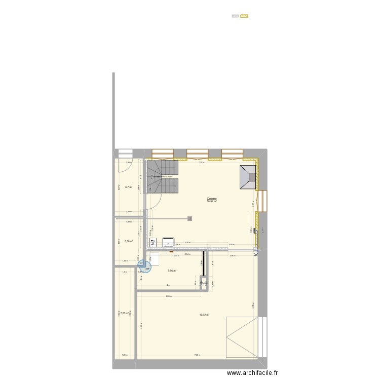 brasserie. Plan de 7 pièces et 110 m2