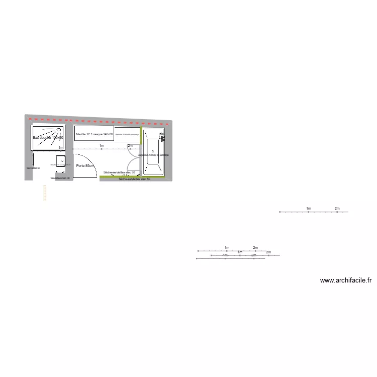 Salle d'eau. Plan de 