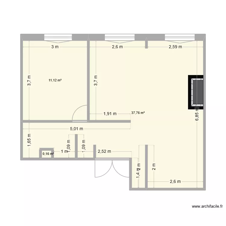 PersoTromb 2&egrave;me proposition. Plan de 3  et 49 m²