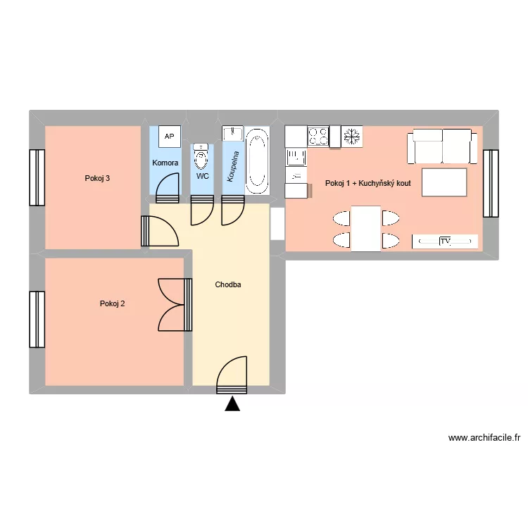 Slav&iacute;čkova 2359, byt 1. Plan de 12  et 179 m²