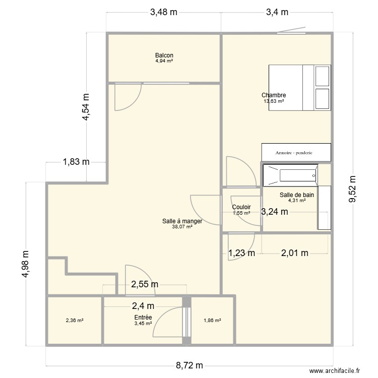 Appartement Noisy Le Sec. Plan de 8 pièces et 70 m2