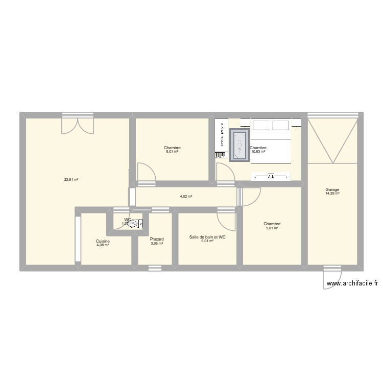 BARON. Plan de 10 pièces et 85 m2