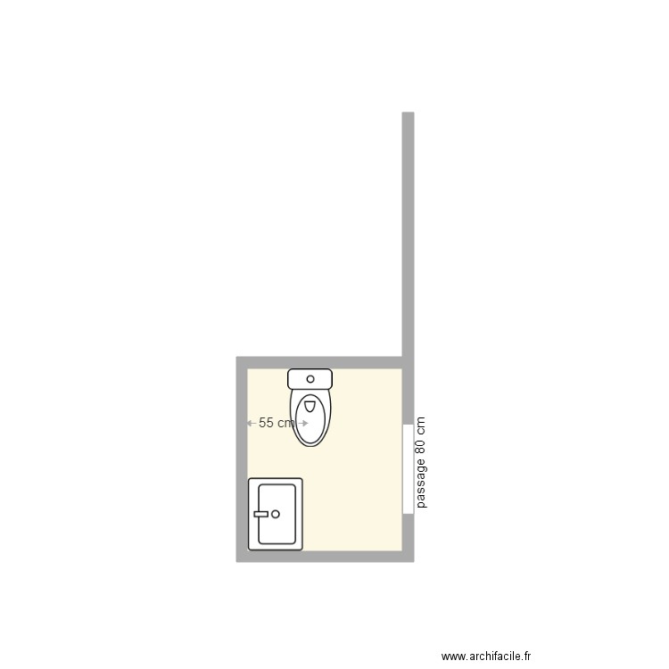 ST SYMPHORIEN ECOLE WC EXISTANT. Plan de 1 pièce et 2 m2