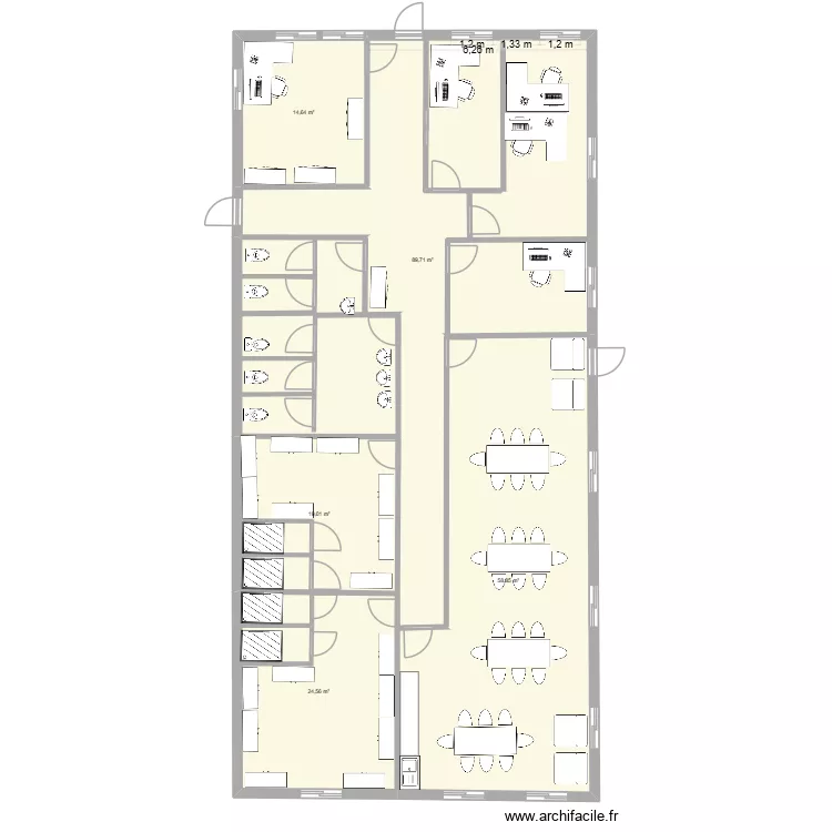 Plan Locaux sociaux v3. Plan de 5  et 207 m²