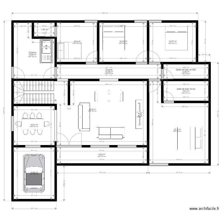 chef anoukpo. Plan de 13 pièces et 173 m2