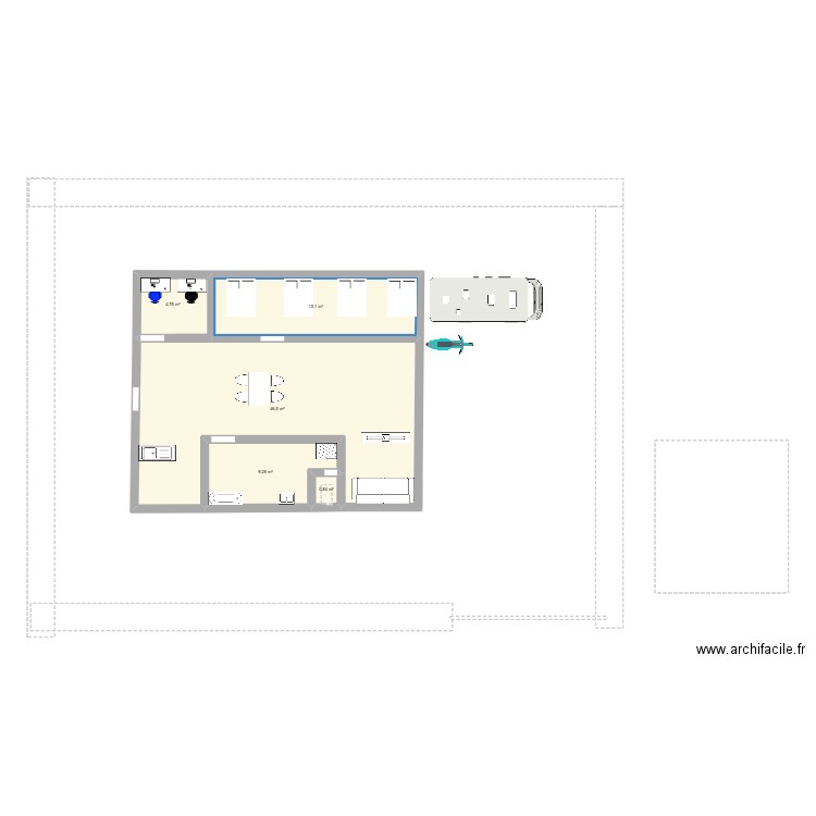 Gros   Maison. Plan de 5 pièces et 76 m2