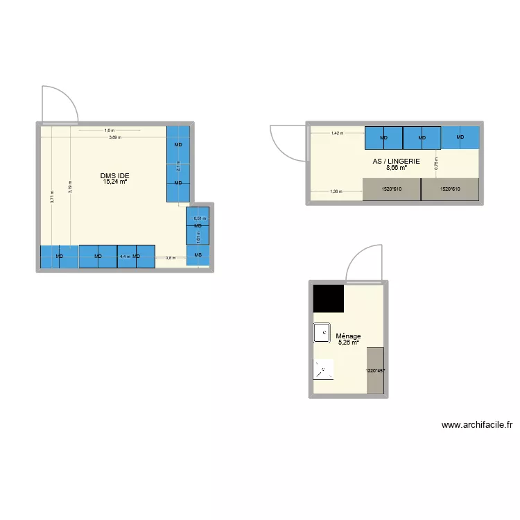 Unit&eacute; CRIBIER Avril 2026. Plan de 3  et 29 m²