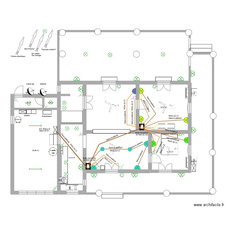 Maison Diégo. Ecl 2 chambres, séjour, salon.. Plan de 6 pièces et 79 m2