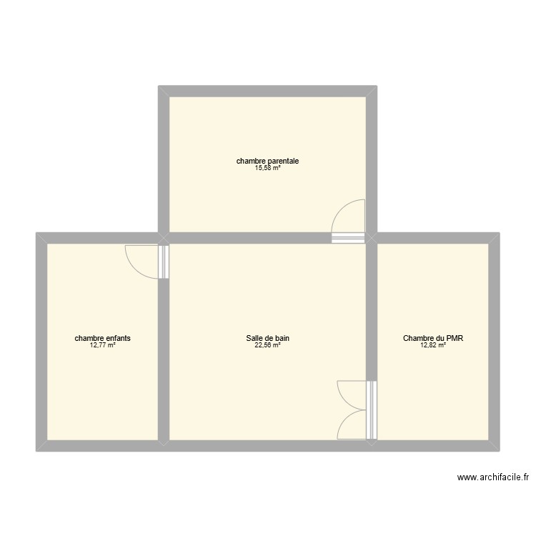 SSB. Plan de 4 pièces et 64 m2