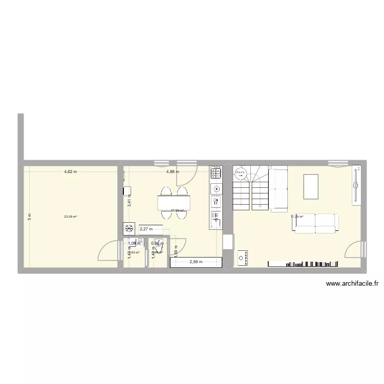 maison Romagne 5. Plan de 5  et 78 m²