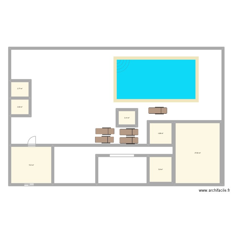 spa foret. Plan de 7 pièces et 62 m2
