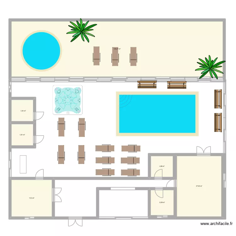 spa foret. Plan de 7  et 185 m²