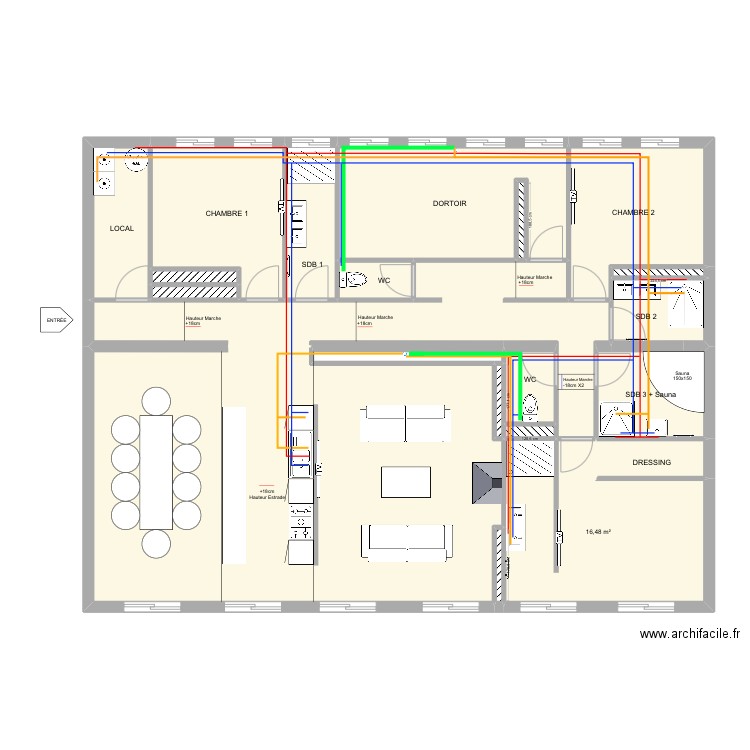 LouBercail-RéseauEau. Plan de 20 pièces et 158 m2