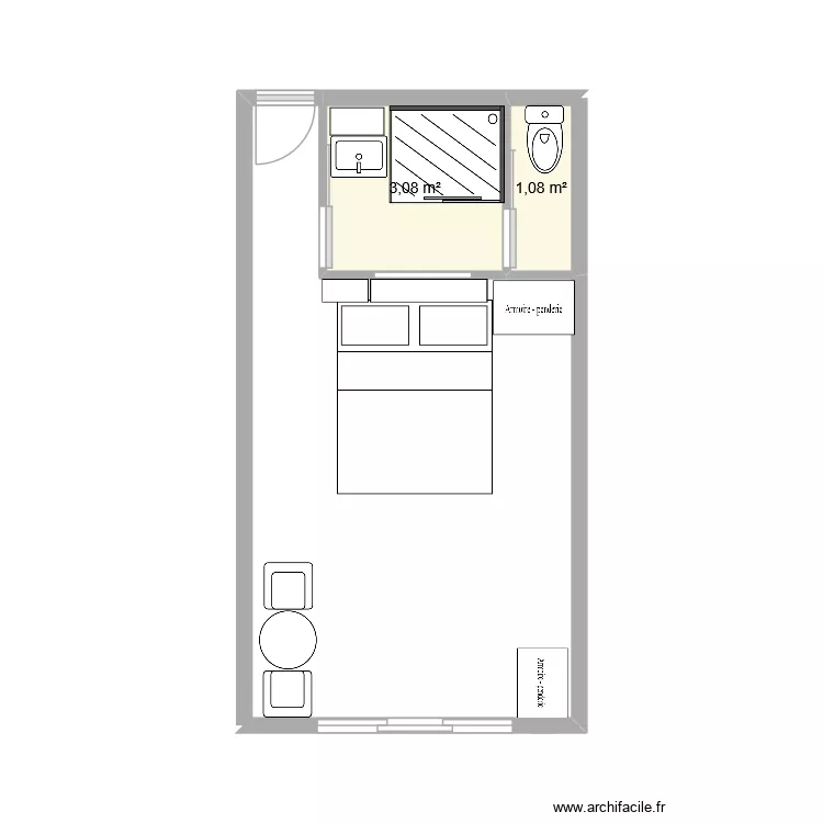 chambre Else 1. Plan de 2  et 4 m²