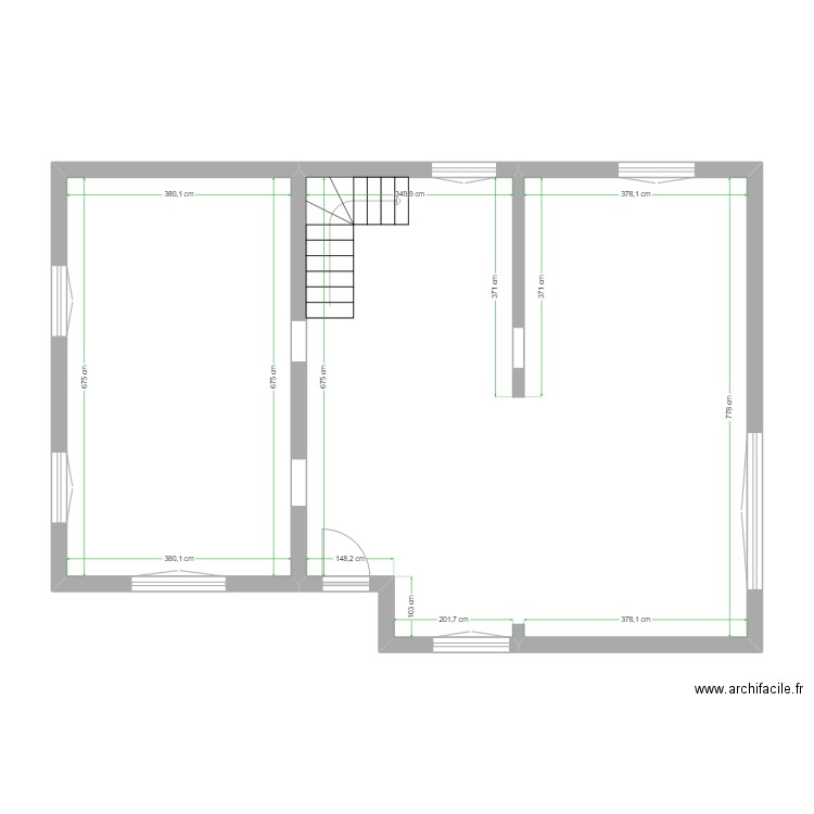 chocolaterie. Plan de 2 pièces et 81 m2