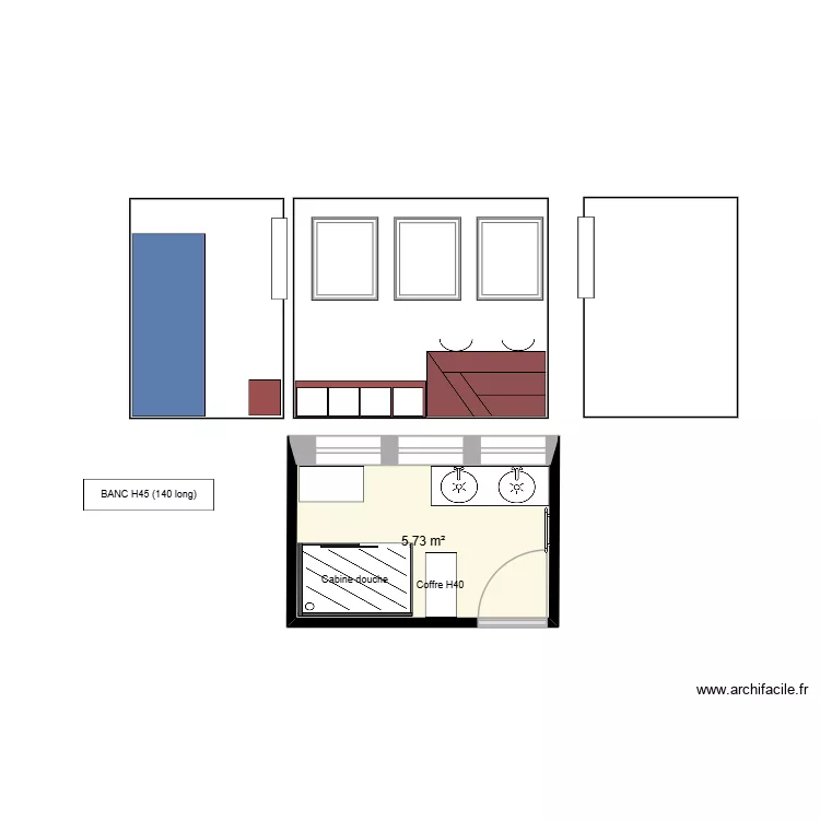 SDB 1. Plan de 1 pièce et 6 m²