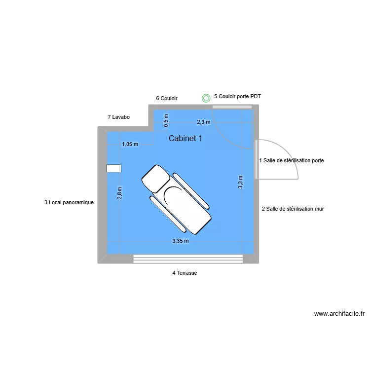 10376 Cabinet 1. Plan de 1  et 11 m²