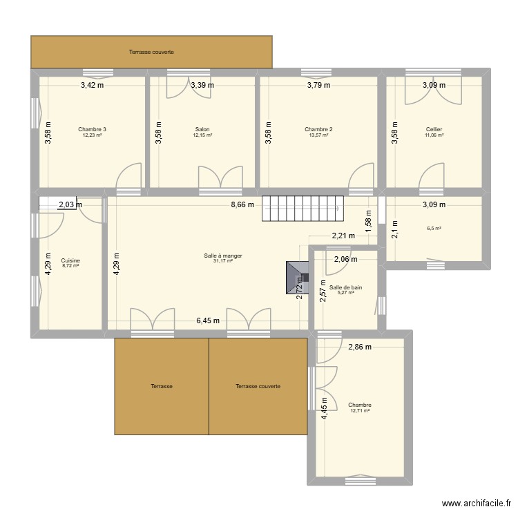 Dupont origine. Plan de 9 pièces et 113 m2