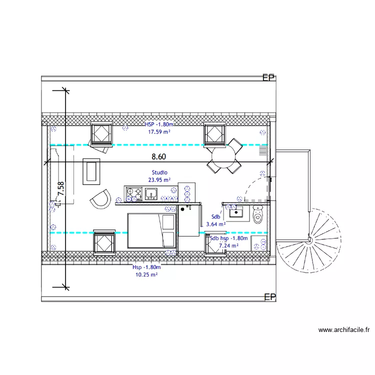 pervenche studio prise élec. Plan de pervenche studio prise élec. Plan de