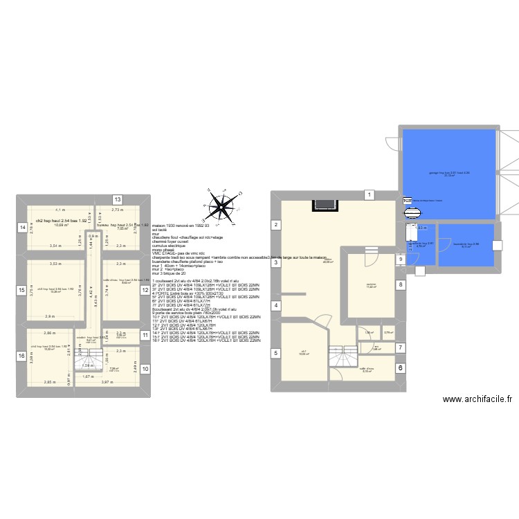 ballesio. Plan de 18 pièces et 184 m2
