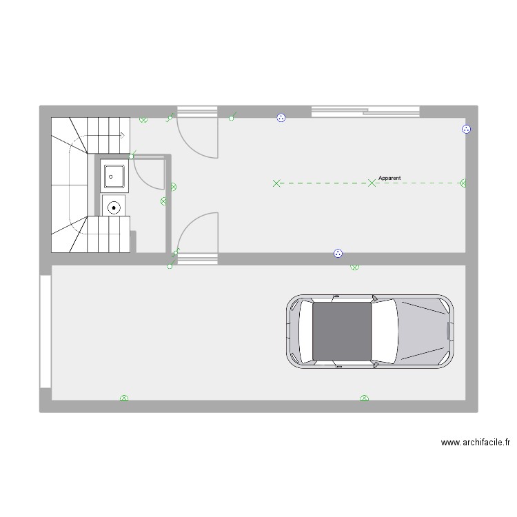 RDC 4. Plan de 3 pièces et 54 m2