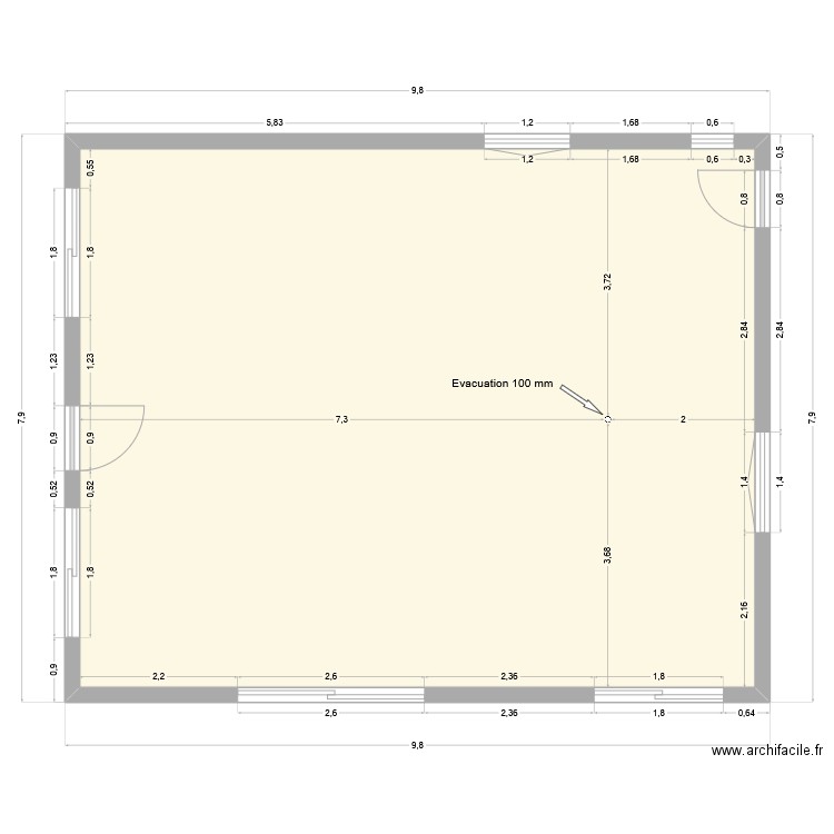 Ouverture étage extension &. Plan de 1 pièce et 71 m2