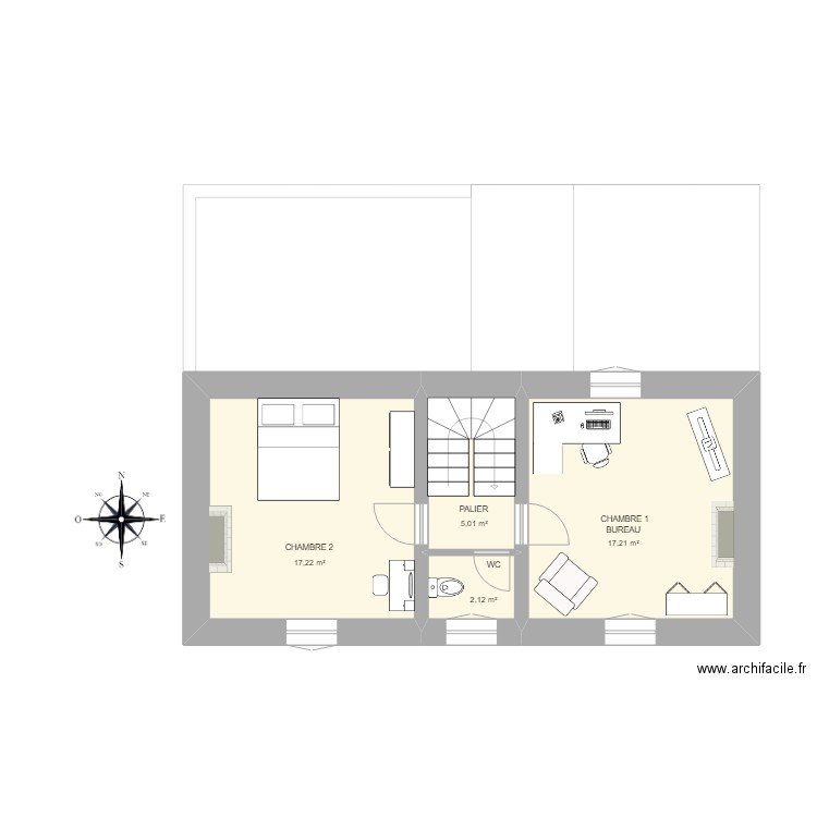 Sarrut. Plan de 4 pièces et 42 m2